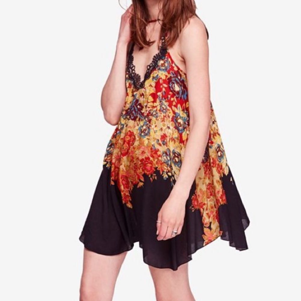 NWTย free people floral hazeโ mini slipโdress Xs